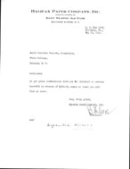 May 15, 1945 letter from Harris Paper Company