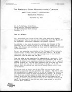 September 20, 1945 letter from Albemarle Paper Company