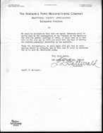 September 20, 1945 letter from Albemarle Paper Company