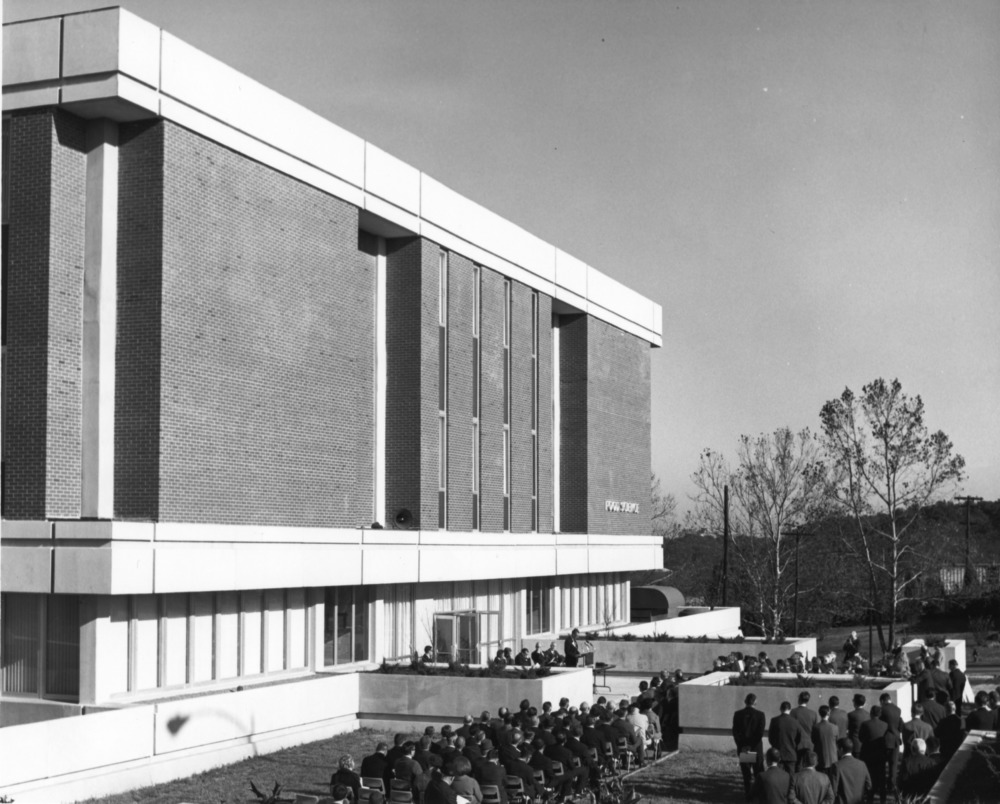 NC State's Schaub Hall was dedicated on 26 Nov. 1968 as the Food Science Building.