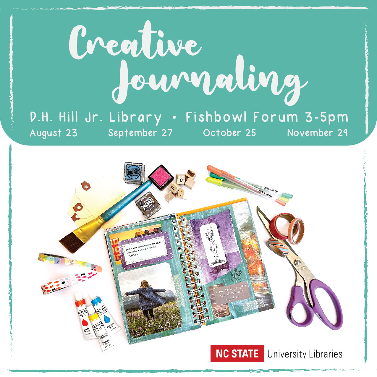 Image of creative journal spread with art supplies