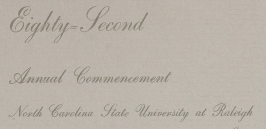 Eighty-Second Annual Commencement, North Carolina State University at Raleigh program cover