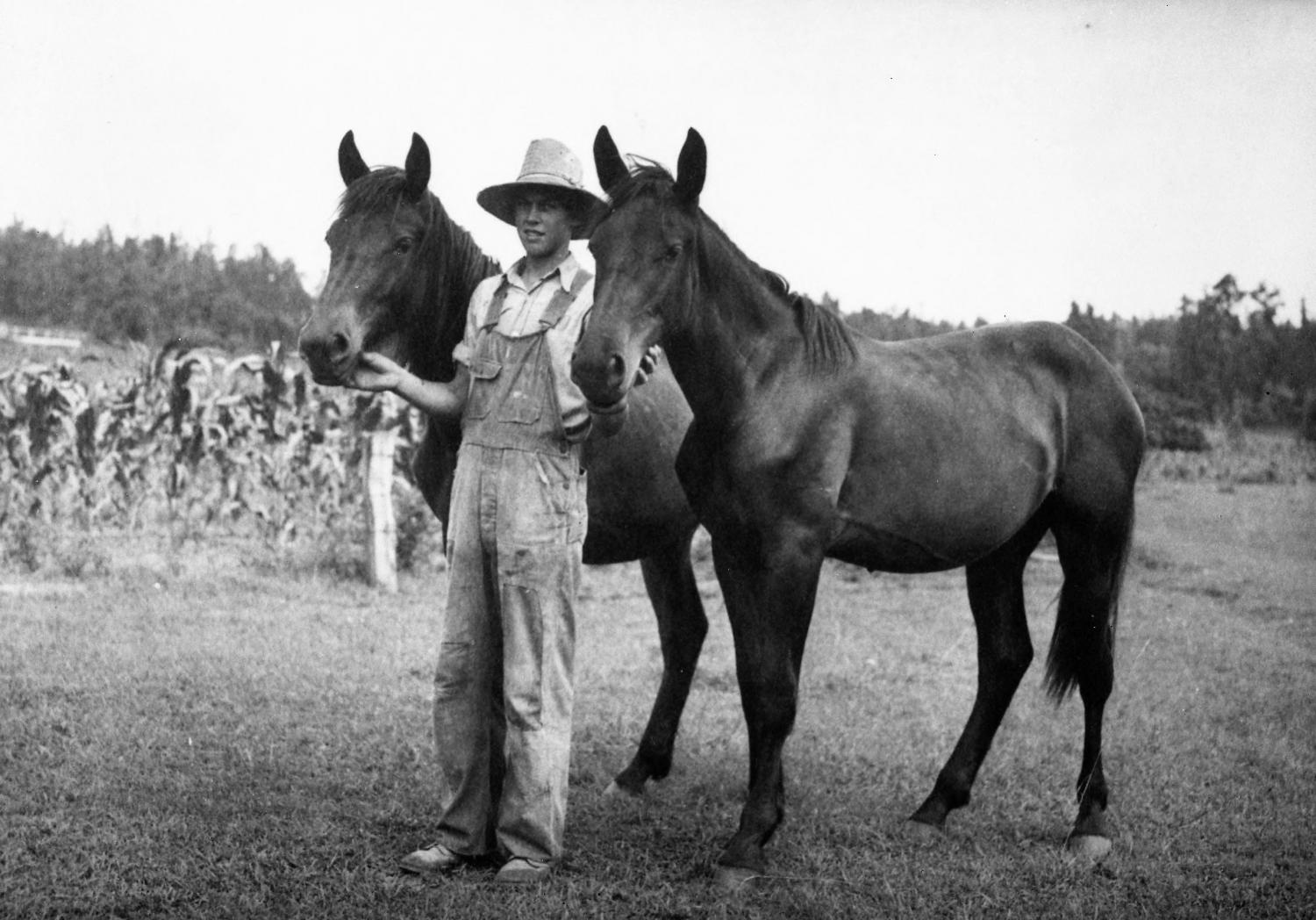 Henry Vanstory of Iredell County, one of the first club members to conduct a horse project in North Carolina (1935), from 4-H Youth Development Photographs (UA 023.008)