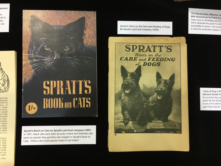 "Spratt's Book on Cats" (1951) and "Hints on the Care and Feeding of Dogs" (1935) published by Spratt’s pet food company.